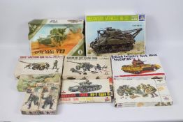 Italeri, Tamiya, Fuman, Other - A group of 10 boxed military model kits in various scales.