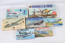 Airfix - A fleet of seven boxed 1:72 scale of predominately military aircraft plastic model kits.