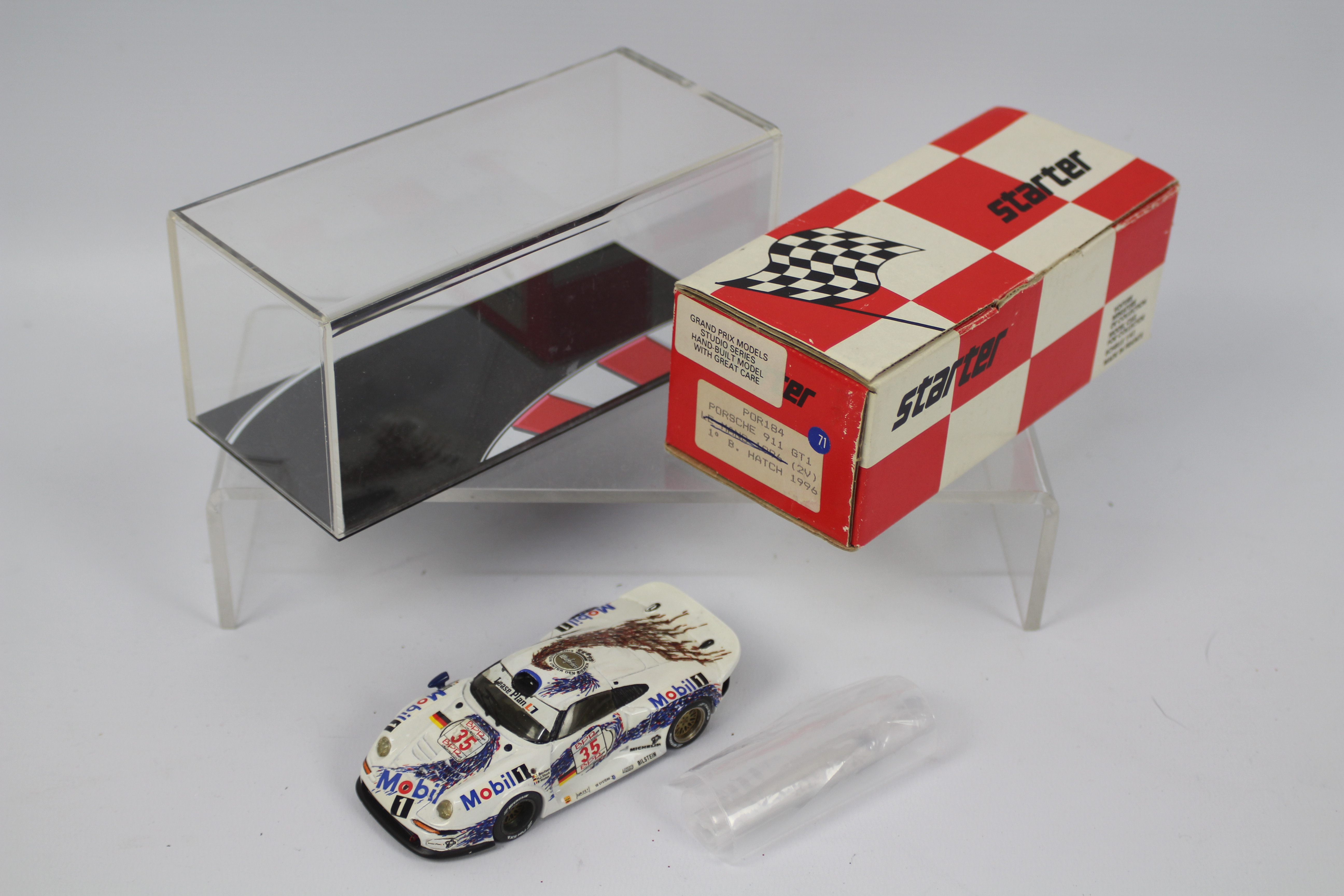 Starter - A hand built resin Porsche 911 GT1 1996 Brands Hatch winning car in 1:43 scale # POR184.