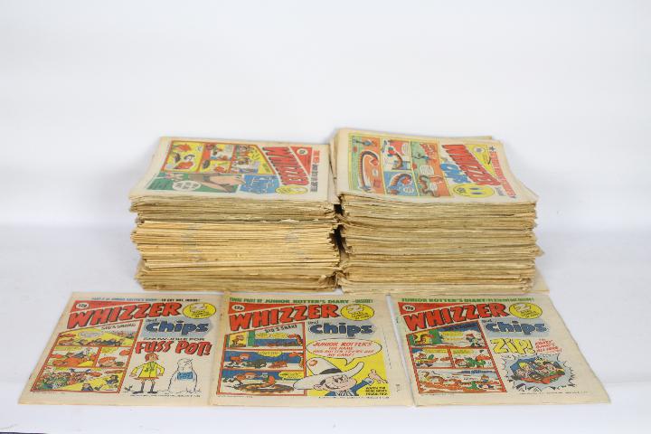 Whizzer and Chips comics. An excess of 150 comics appearing in good to excellent condition.