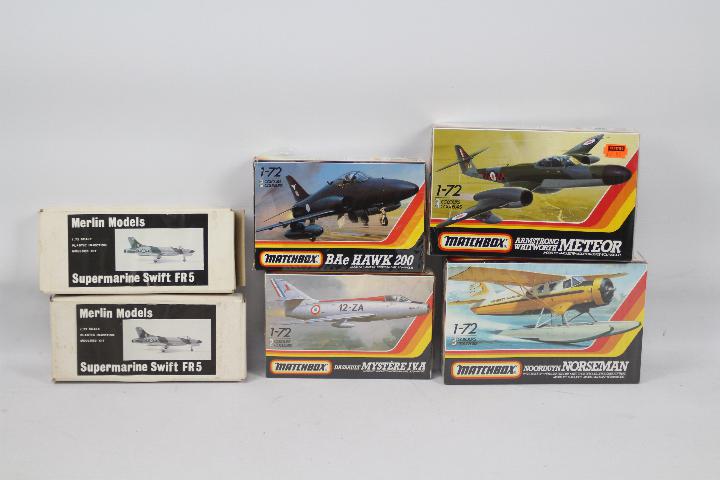 Matchbox, Merlin Models - Six boxed 1:72 scale plastic military aircraft model kits.