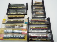 Graham Farish and Hornby Minitrix - 13 x boxed N gauge passenger carriages, various,