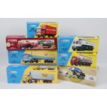 Corgi - 7 x boxed trucks including Leyland Beaver box trailer in Michelin livery number 670 of 7100