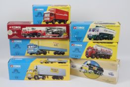 Corgi - 7 x boxed trucks including Leyland Beaver box trailer in Michelin livery number 670 of 7100