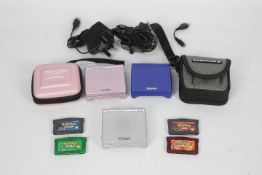Nintendo - Game Boy - 3 x Game Boy Advance SP units in pink blue and silver, with two cases,