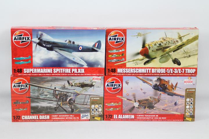 Airfix - Four boxed military aircraft plastic model kits.