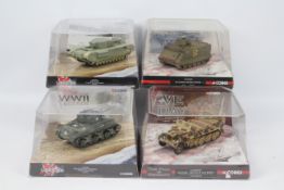 Corgi - 4 x Tank models in 1:50 scale including M4A3 Sherman # CC51013, Churchill MK III # CC60107,