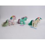 My Little Pony, Hasbro - 3 G1 Unicorn Ponies: "Windy" (marked to the hoof "83".