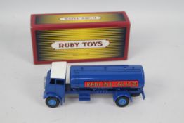 Ruby Toys - A rare white metal Ruby Toys Leyland Tanker # 44 in Redline - Glico livery.