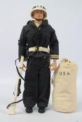 GI Joe, Hasbro - A blonde painted hard head GI Joe action figure in Shore Patrol outfit.