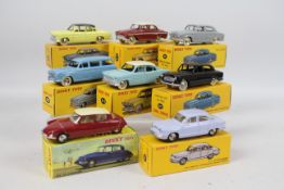 Atlas Dinky - 8 x boxed French cars including Simca Versailles # 24Z, Peugeot 403 Familiale # 525,