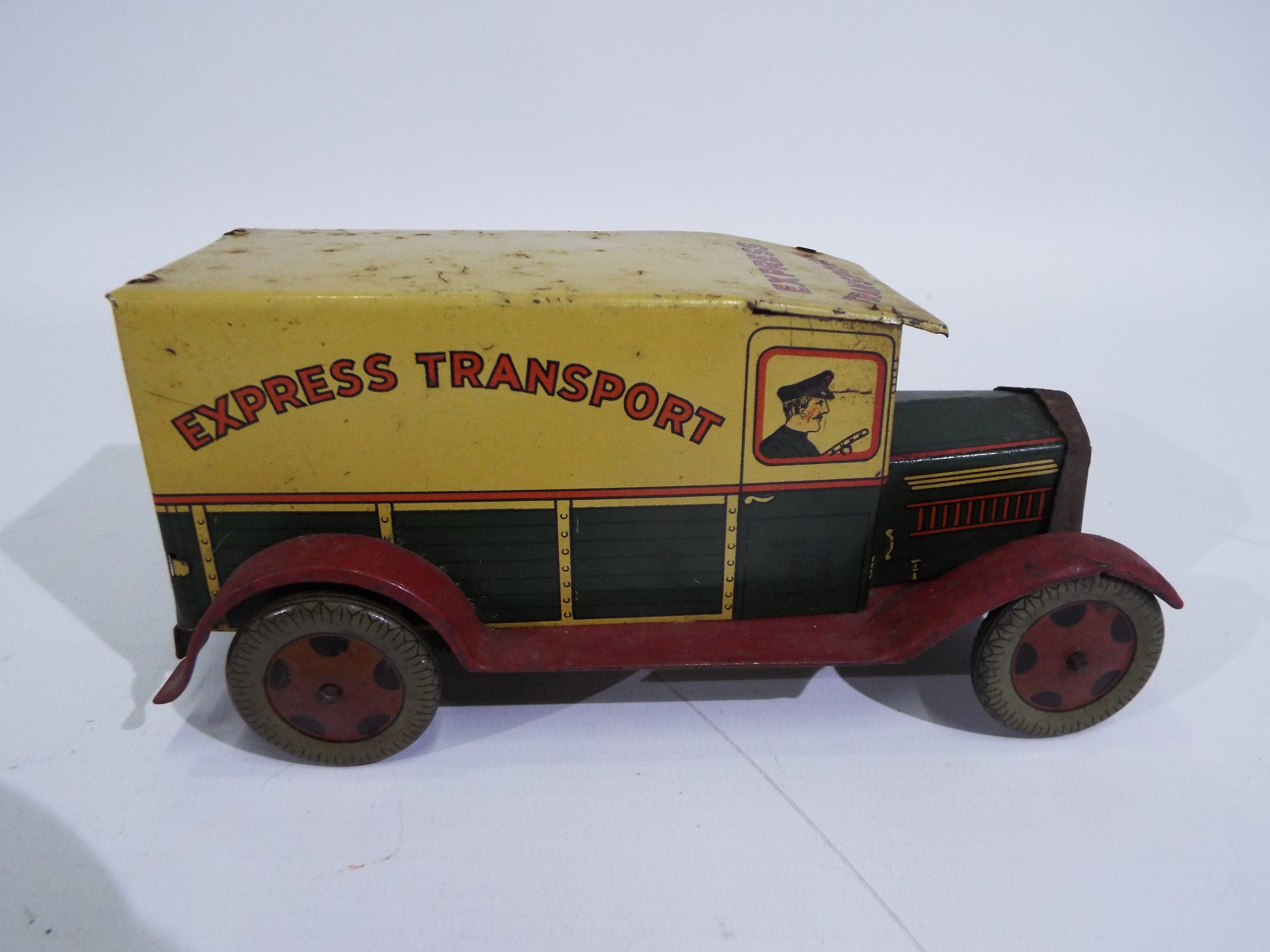 Wells O London - A clockwork tinplate Express Transport van. - Image 2 of 4