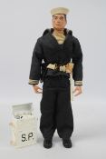 GI Joe, Hasbro - A black painted hard head GI Joe action figure in Shore Patrol outfit.
