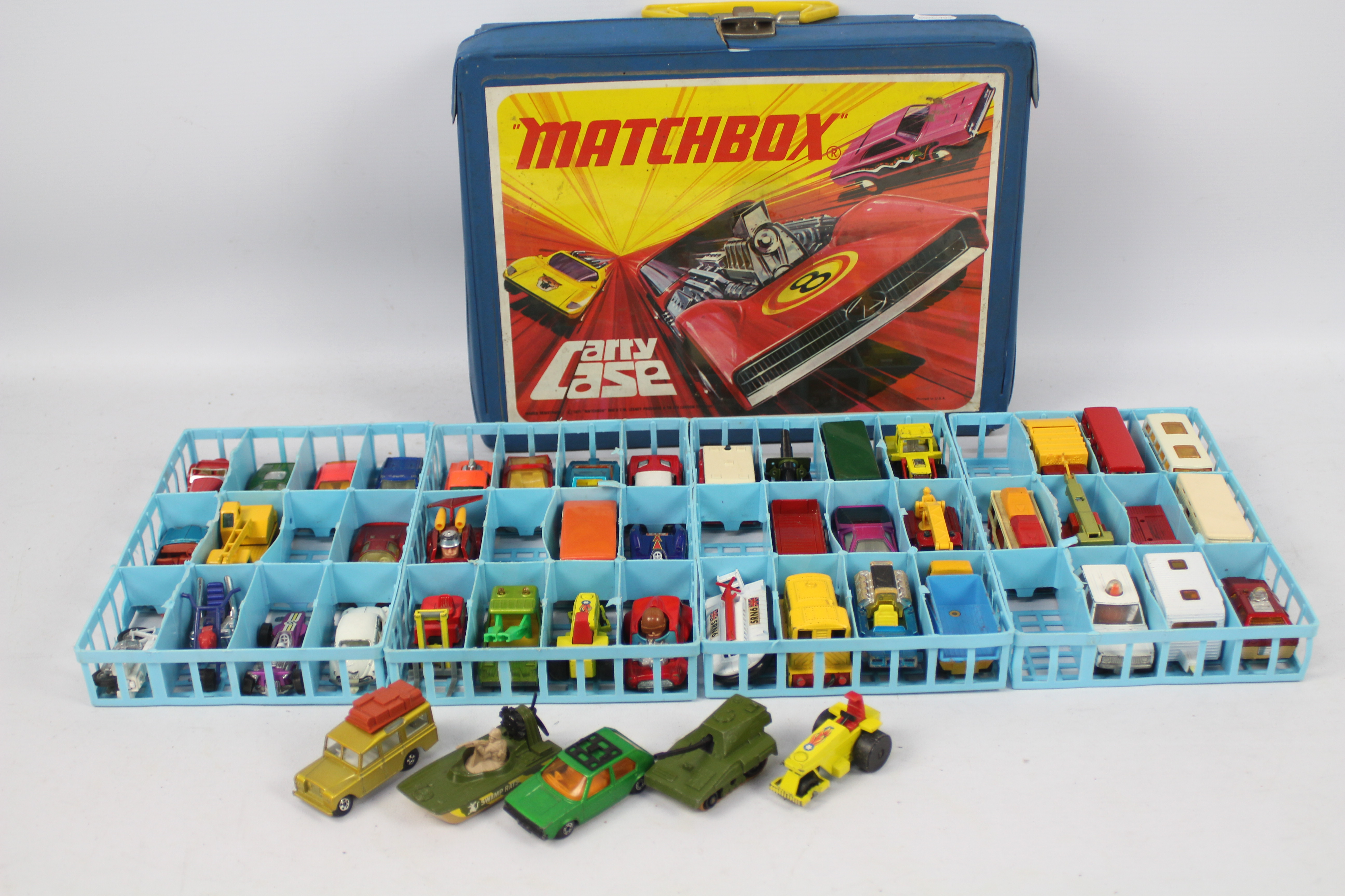 Matchbox - Superfast - A 1970s Carry Case complete with 4 x inner trays and 48 x vehicles.