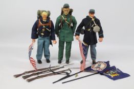 GI Joe, Hasbro, Sideshow Collectibles - Three unboxed 12" American Civil War action figures.