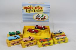Atlas Dinky - 8 x boxed racing car models including Aston Martin DB3S in four different colours #