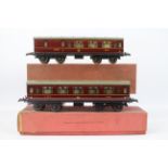 Hornby Series - two O gauge tin-plate No 2 corridor coaches comprising 1st-3rd,