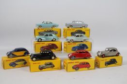 Atlas Dinky - 8 x boxed French cars including Citroen Traction 11BL # 24N in two colours,