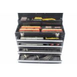 Hornby - Tri-ang - A Metal 4 drawer tool chest full of OO gauge track and rolling stock including