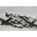 Airfix - A collection of 10 x pre built WWII model aircraft in various scales including Handley