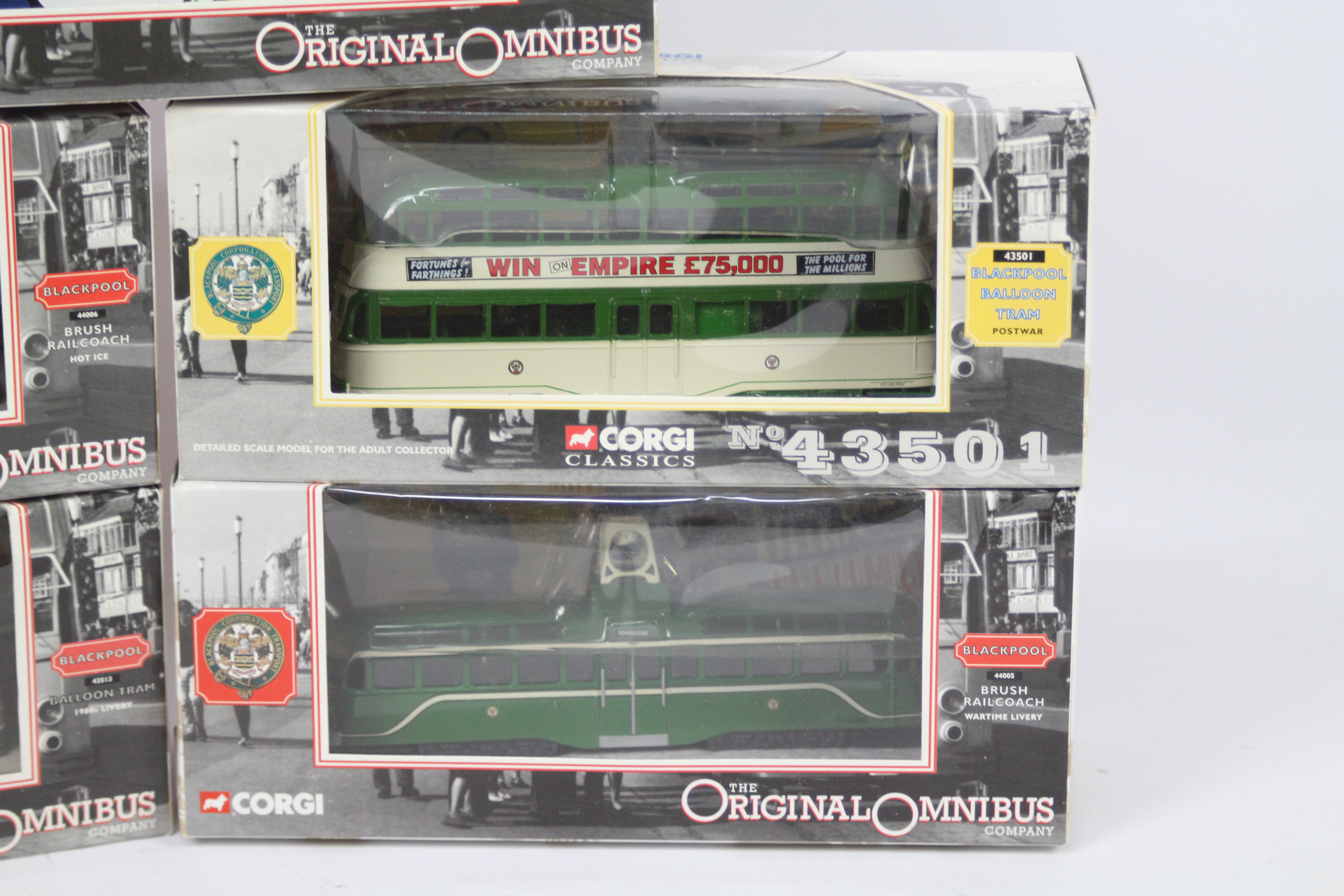 Corgi Original Omnibus - Five boxed diecast model Blackpool trams from Corgi OO. - Image 3 of 3