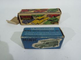 Tri-ang - Minic - 2 x boxed clockwork vehicles, a pressed metal Racing Car # No.