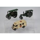 Tri-ang - Minic - 3 x clockwork pressed metal models, a Traction Engine,