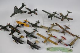 Airfix - A collection of 16 x pre built aircraft kit models including Fieseler Storch,