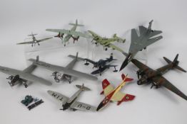 Airfix - A collection of 10 x pre built aircraft kit models in various scales including Hawker