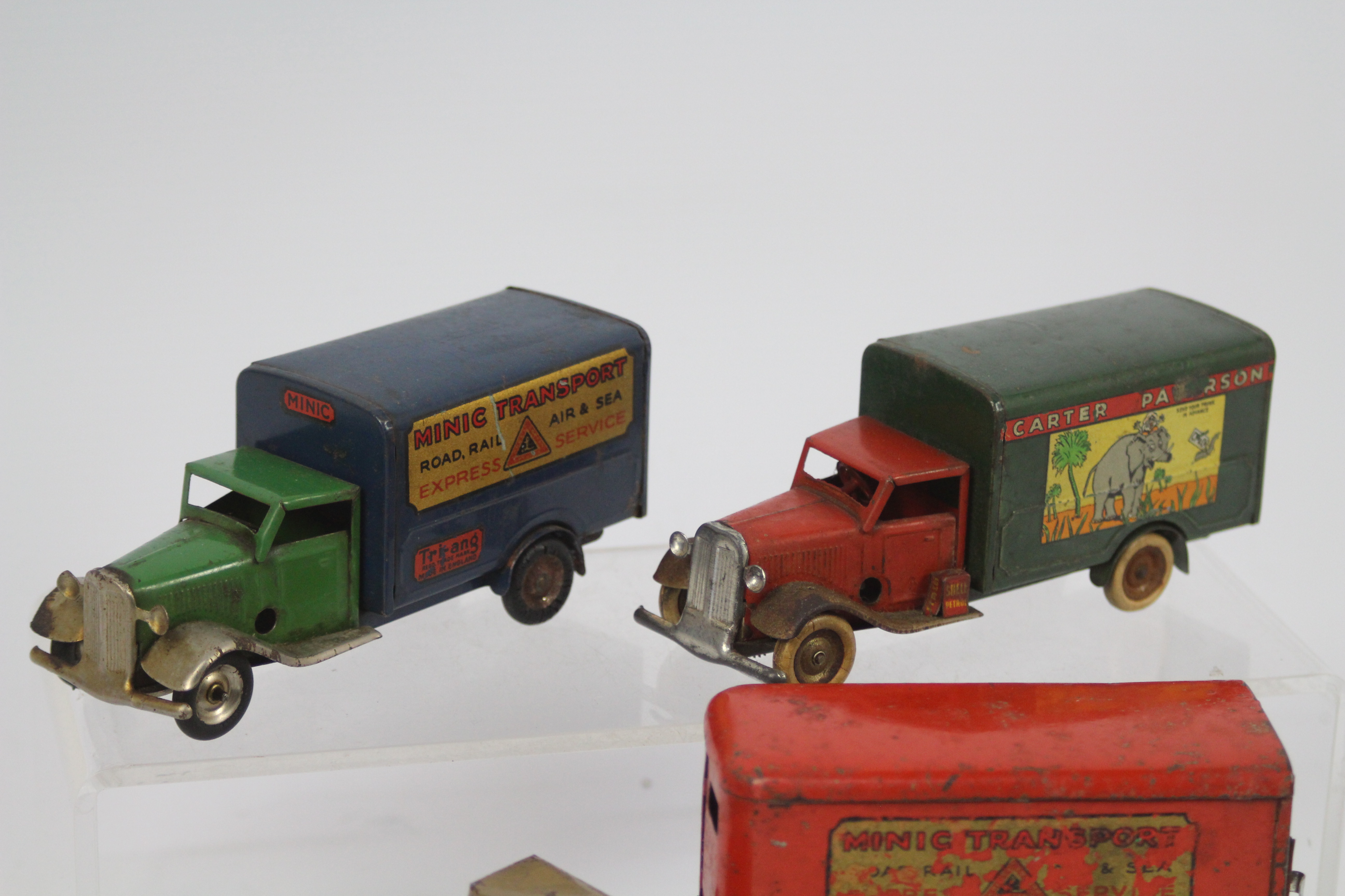 Tri-ang - Minic - 3 x clockwork pressed metal vans, a Minic Transport box van, - Image 3 of 3