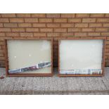 Two wall mounted display cabinets with glass shelves each measuring approximately 77cms (H) x 62cms