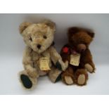 Hermann - two mohair Bears by Hermann, the blonde one with growler,