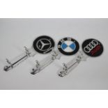 Three aluminium, wall mountable, key holders in the form of keys,