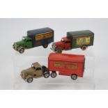 Tri-ang - Minic - 3 x clockwork pressed metal vans, a Minic Transport box van,