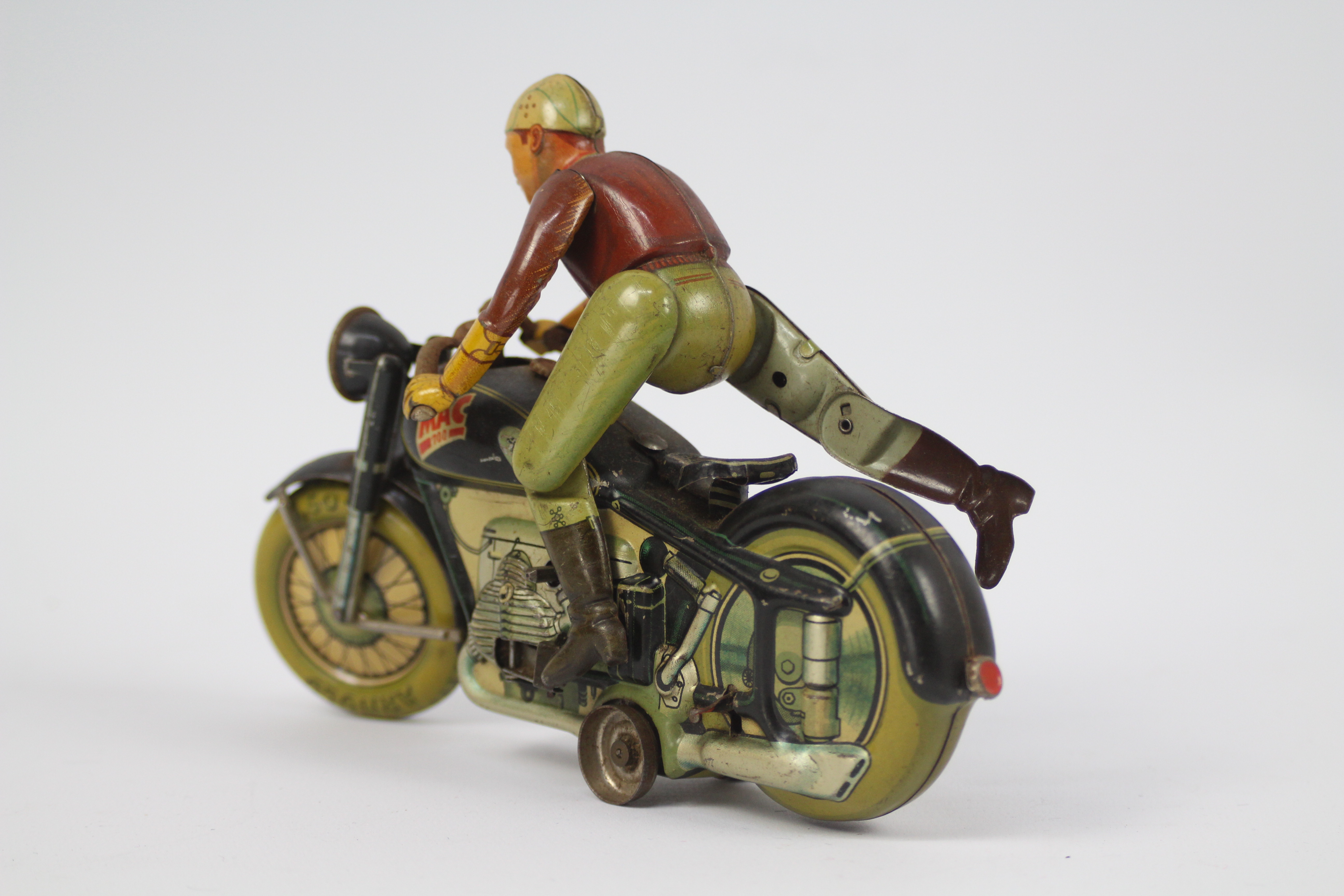 Arnold - A rare Arnold Mac 700 clockwork tinplate Motorcycle made in the US Zone Germany measuring - Image 4 of 8