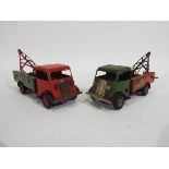 Tri-ang - Minic - 2 x clockwork tinplate twin motor recovery trucks.