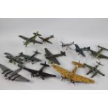 Airfix - A collection of 12 x pre built aircraft kit models in various scales including Heinkel