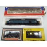 Three boxed OO gauge locomotives comrising Dapol 0-6-0ST saddle tank 'Warrington' op no W-D 150,