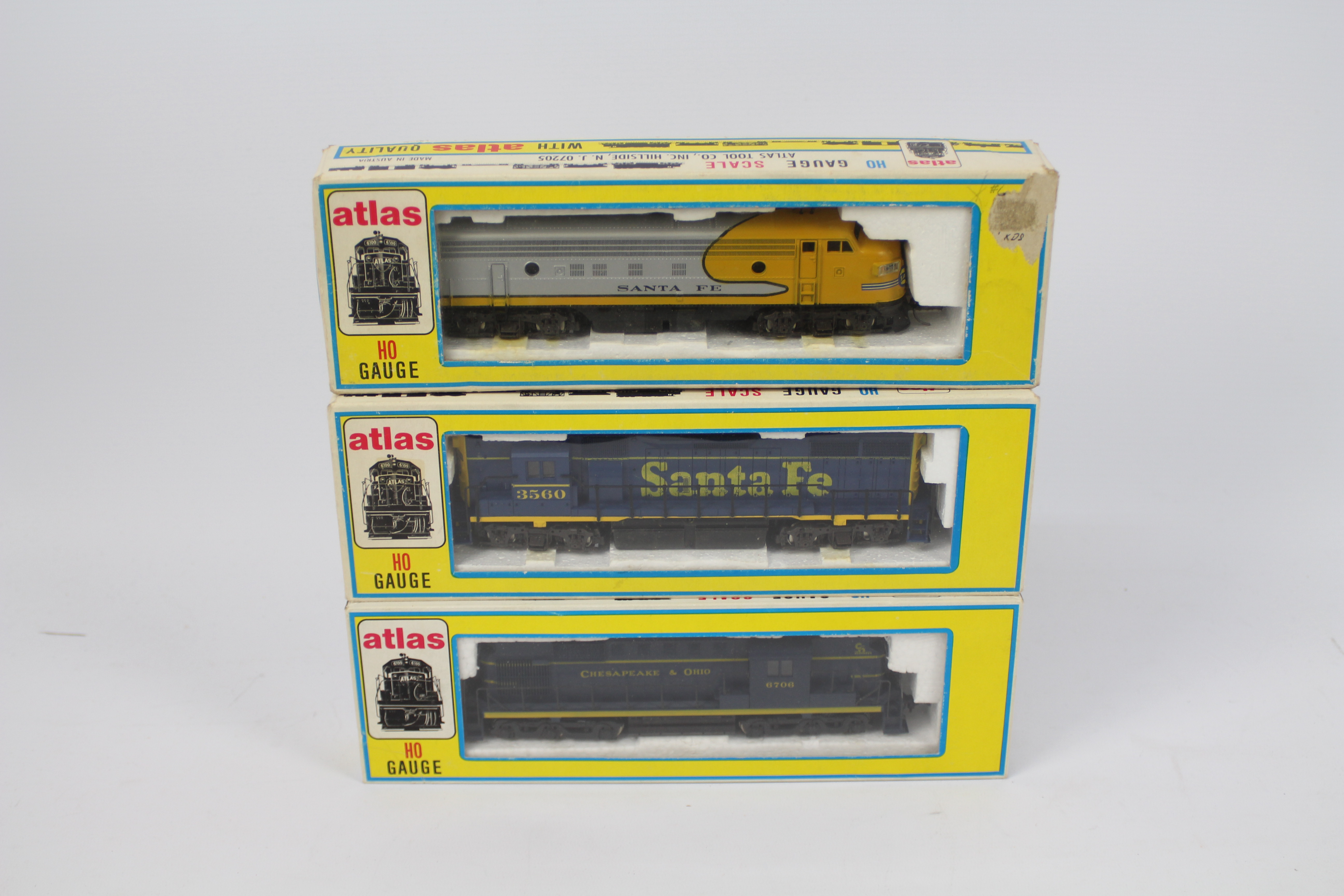 Atlas - 3 x boxed HO gauge locos,