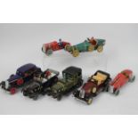 Paya - Other - 7 x clockwork pressed metal cars including a Bugatti T35, a Town Car,