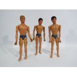 Palitoy, Action Man - Three naked Palitoy 'Eagle-Eye' Action Man flock hair figures.