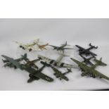 Airfix - A collection of 10 x pre built WWII aircraft kit models in various scales including