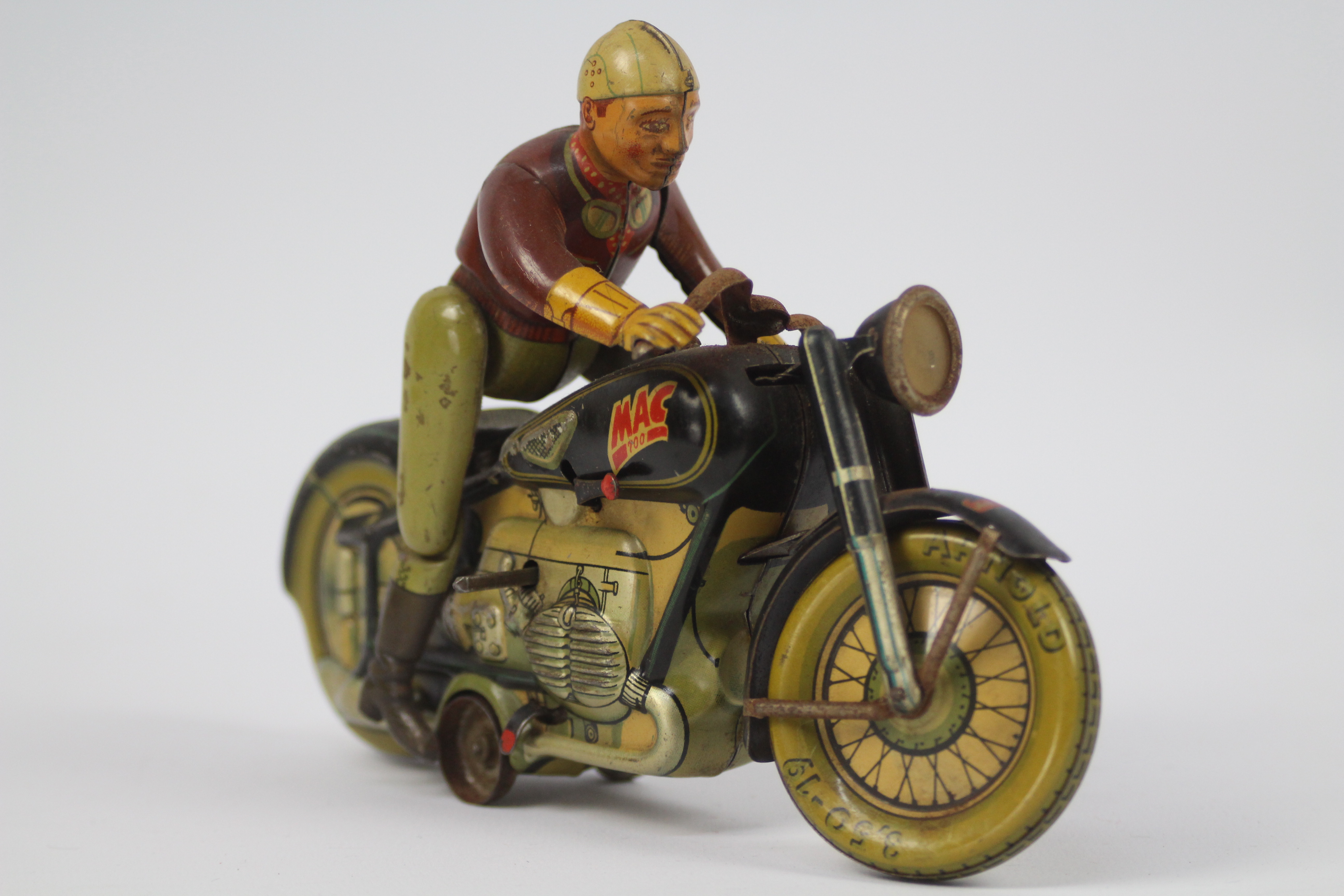 Arnold - A rare Arnold Mac 700 clockwork tinplate Motorcycle made in the US Zone Germany measuring - Image 2 of 8