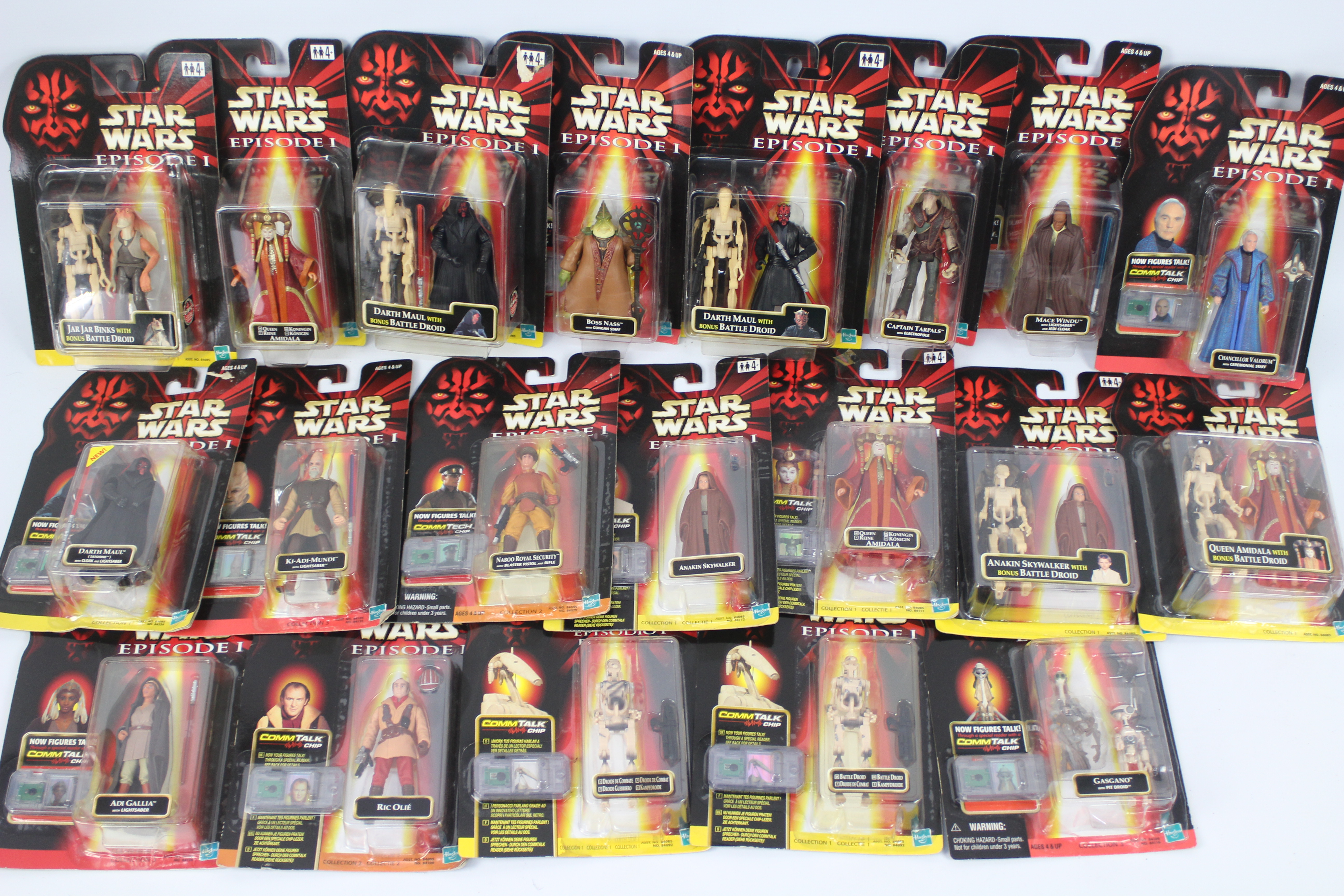 Hasbro, Star Wars - 20 carded modern Hasbro Star Wars Episode 1, 3.75" action figures.