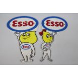 pair of cast iron advertising plaques marked ESSO.