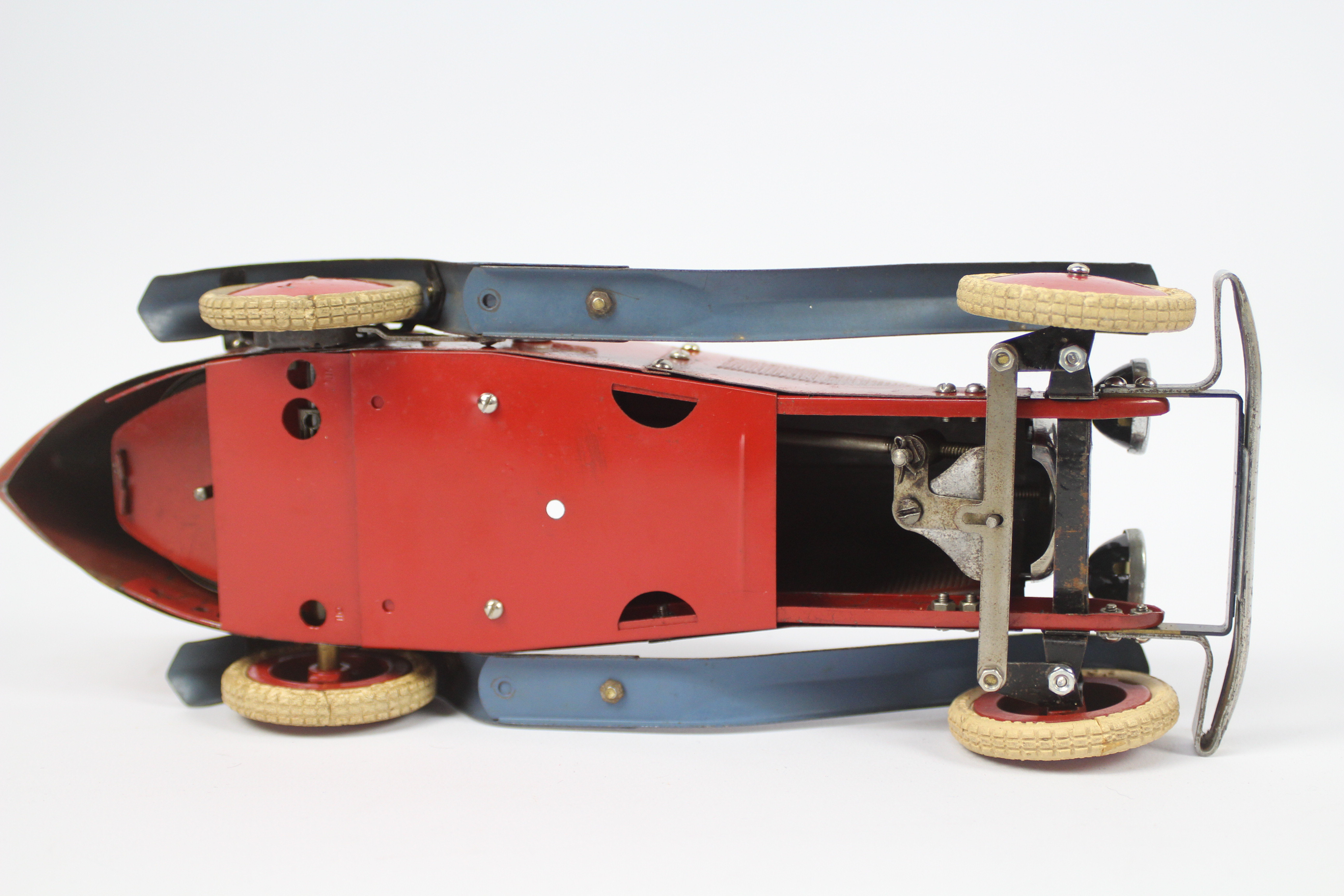 Meccano - A Meccano No 2 Constructor Car in red with blue mudguards and seat. - Image 10 of 11