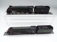 Hornby - TWO OO gauge model streamlined A4 steam locomotives and tenders,