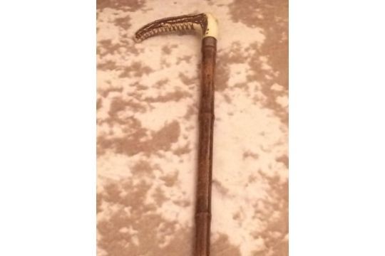SWAINE & ADENEY VICTORIAN BAMBOO HORSE MEASURING STICK WITH ANTLER HANDLE - Image 2 of 5