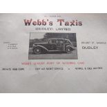 MOTORING - VINTAGE WEBB'S TAXIS DUDLEY LETTERHEAD