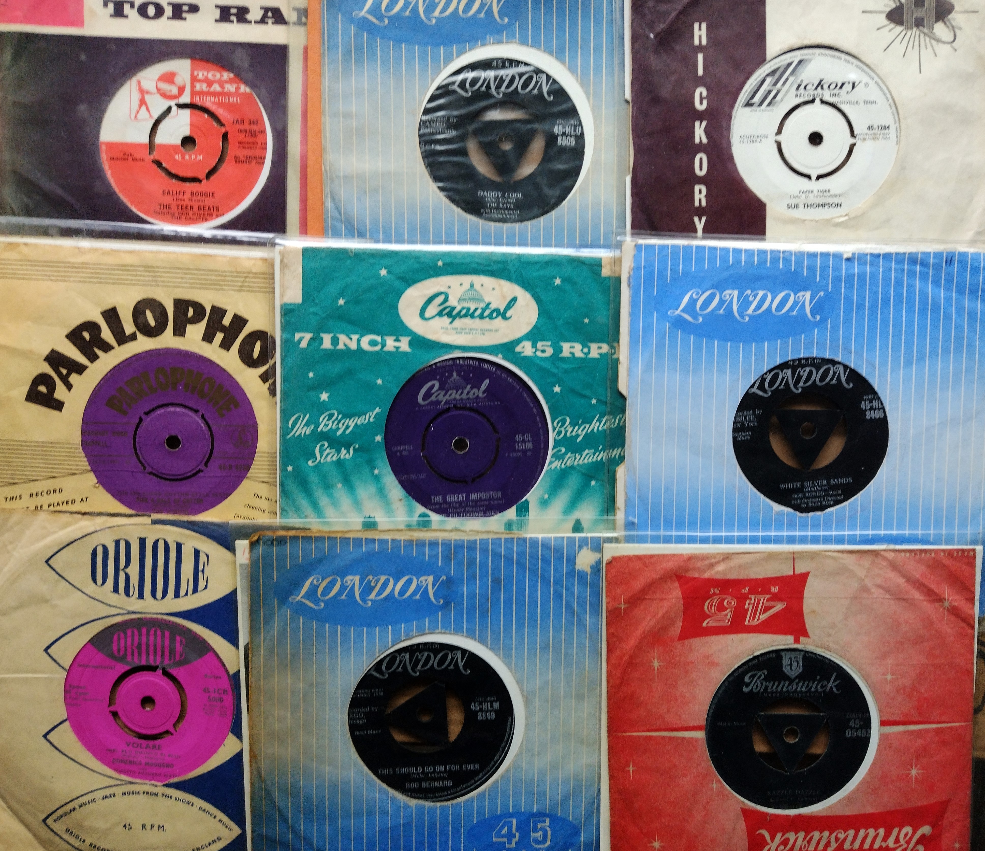 MUSIC 45RPM RECORDS - THE TEEN BEATS, THE RAYS, THE VIPERS, ROD BERNARD ETC.